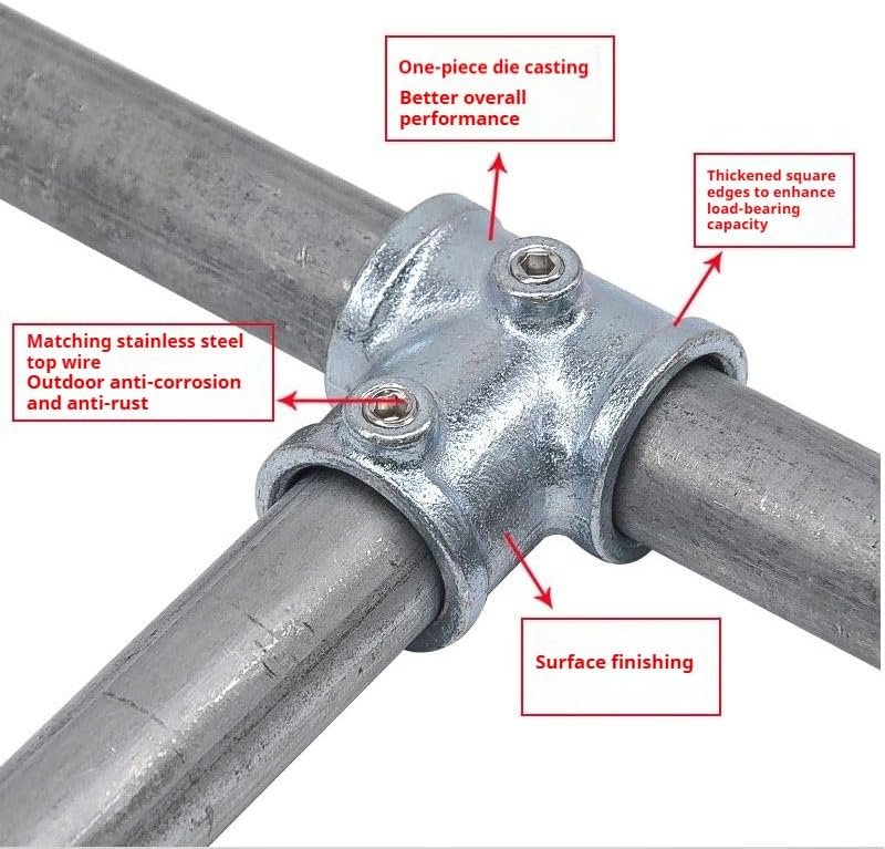 FLEXKEA Galvanized Pipe Fittings, 90 Degree L Tube Connector Fit for 1 Inch(25.4 mm) OD Steel Pipe, Structural Elbow Joint Between Two Pipes Connector, Cast Iron (4) - Image 5